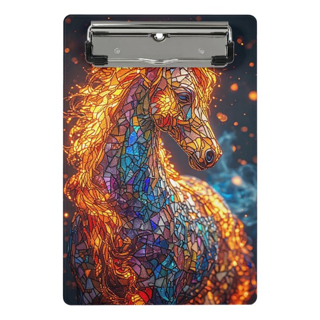 Stained Glass Horse Design Mini Clipboard (Front)