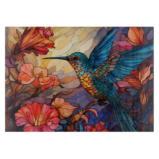 Stained Glass Hummingbird Cutting Board (Front)