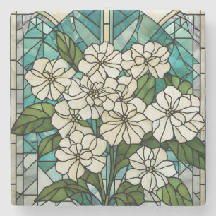 Stained Glass Hydrangea Illustration  Stone Coaster