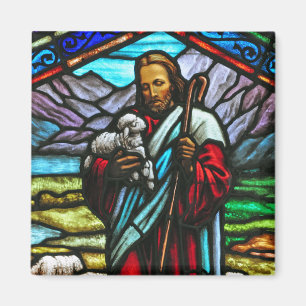 Stained glass image of Jesus magnet