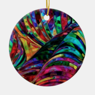 Stained Glass in Jewel Tones Abstract Art Ceramic Tree Decoration
