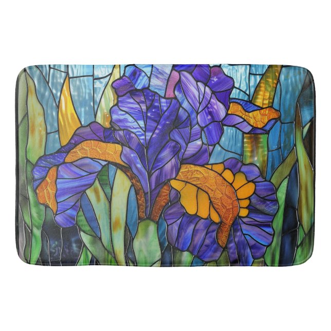 Stained Glass Iris 2D Bath Mat (Front)