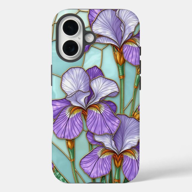 Stained Glass Iris Flower Phone Case (Back)