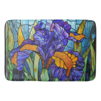 Stained Glass Iris Print 2D Bath Mat