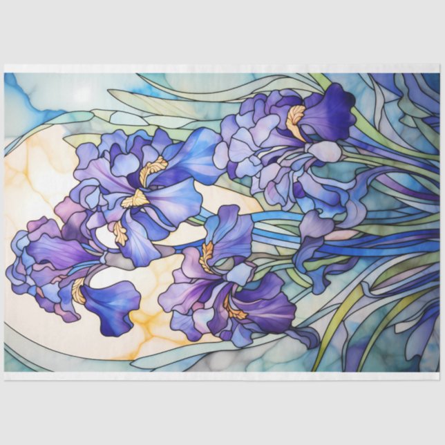 Stained Glass Irises  Tissue Paper (Front)