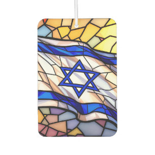 Stained Glass Israel Flag Mosaic Judaica Art  Car Air Freshener