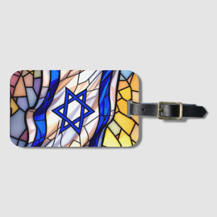 Stained Glass Israel Flag Mosaic Judaica Art  Luggage Tag