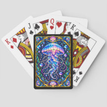 Stained Glass Jellyfish Playing Cards