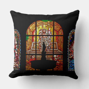 stained glass jesus cushion