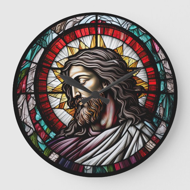 Stained Glass Jesus Design Clock (Front)