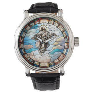 Stained Glass Jesus Design Wrist Watch