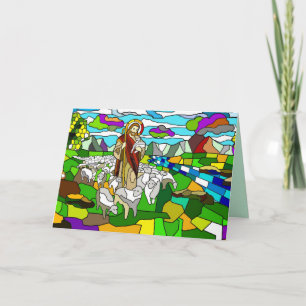 stained glass jesus greeting card