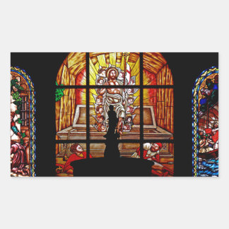 stained glass jesus rectangular sticker