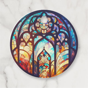Stained Glass Joy & Peace Christmas Photo Favour Tags