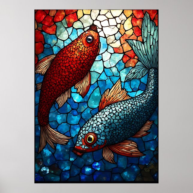 Stained Glass Koi Harmony Poster (Front)