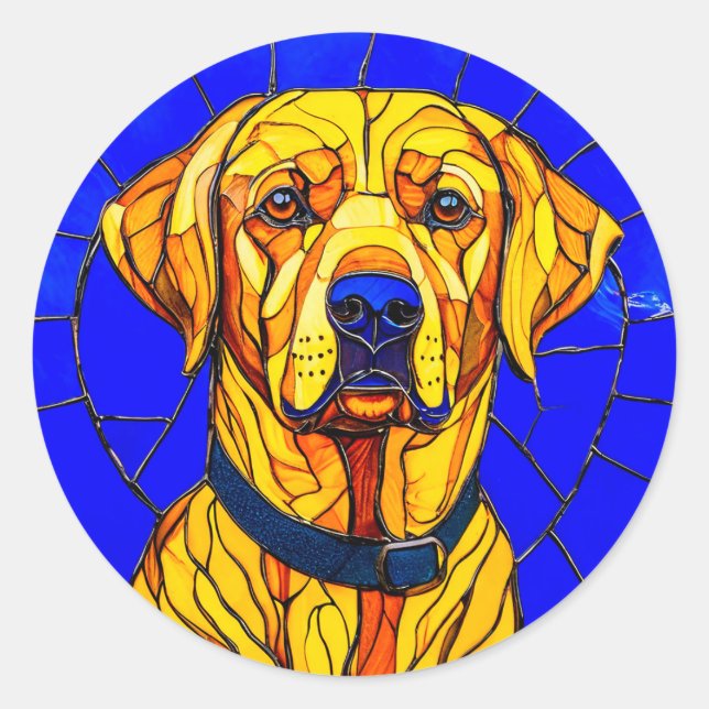 Stained glass labrador classic round sticker (Front)