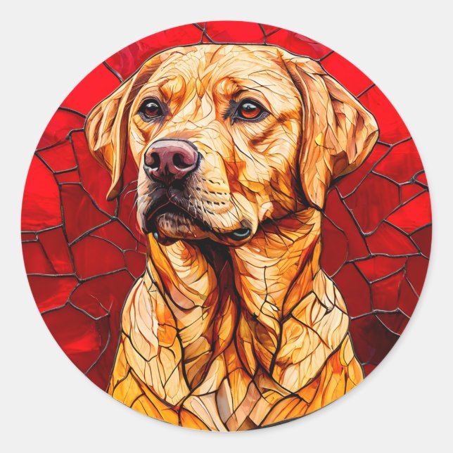 Stained glass labrador classic round sticker (Front)