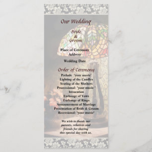 Stained Glass Lamp and Flowers Wedding Program Programme