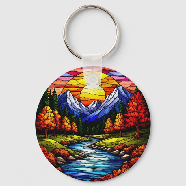 Stained Glass Landscape Key Ring (Front)
