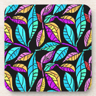 Stained Glass Leaves Design Coaster