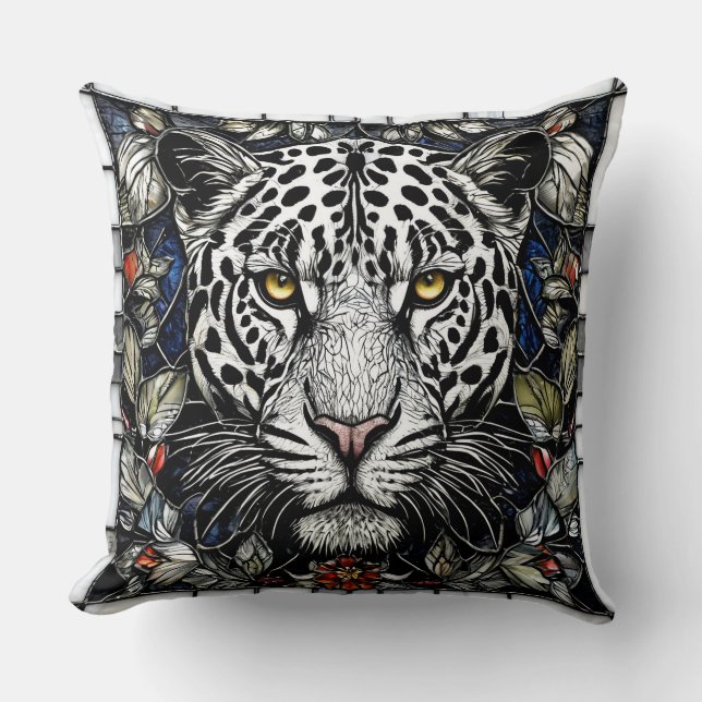 Stained glass leopard cushion (Front)