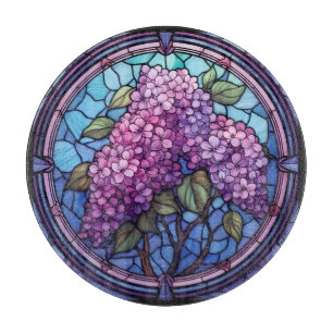 Stained Glass Lilac Blossoms Cutting Board