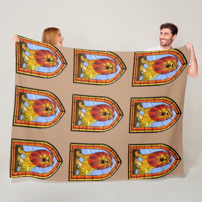 Stained Glass Lion Fleece Blanket (In Situ)