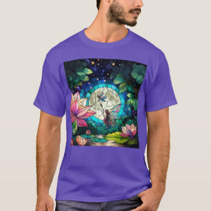Stained Glass Little Fairy With Dragonfly T-Shirt