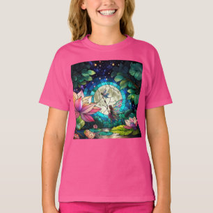 Stained Glass Little Fairy With Dragonfly T-Shirt