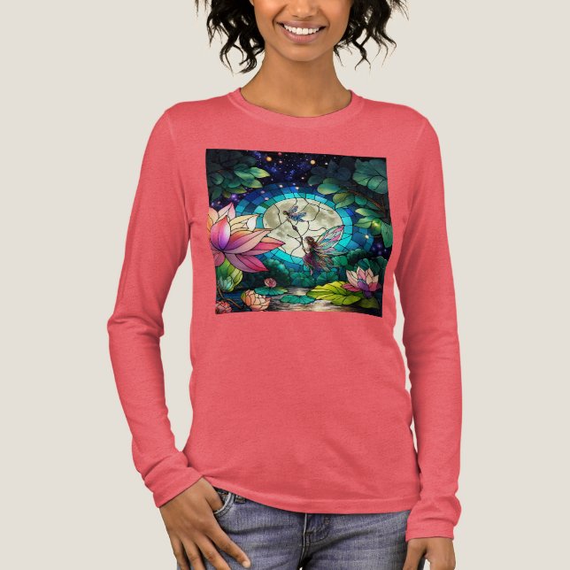 Stained Glass Little Fairy With Dragonfly Tri-Blend Shirt (Front)