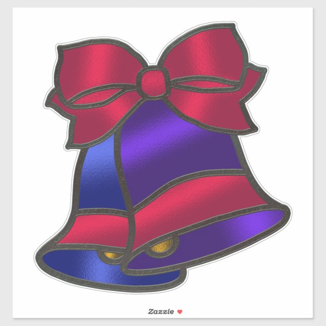 Stained Glass Look Bells with Bow Christmas (Sheet)