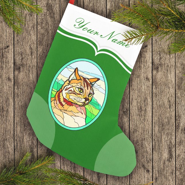 Stained Glass Look Cat 1 Small Christmas Stocking (Creator Uploaded)