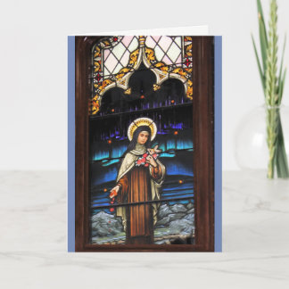 Stained Glass look Catholic Saint Therese Card