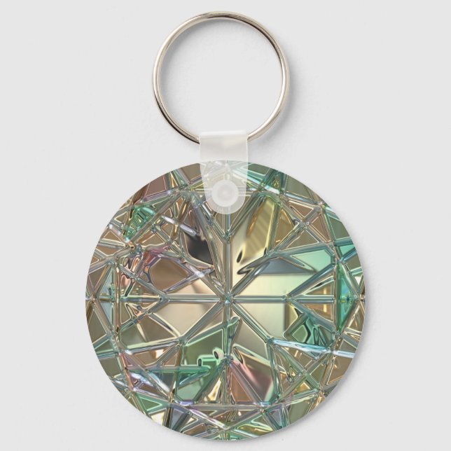 Stained glass look colorful abstract key ring (Front)