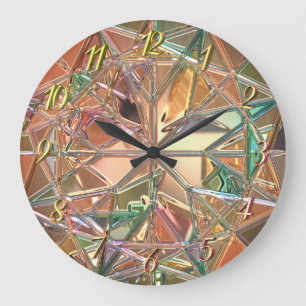 Stained glass look colourful abstract large clock