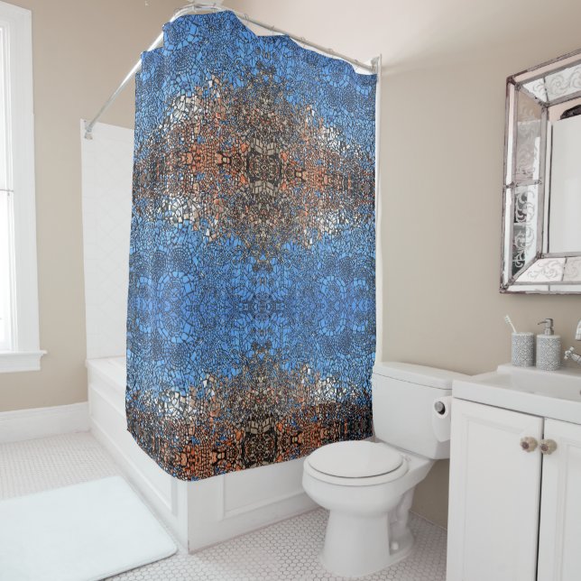 Stained Glass look mosaic abstract Shower Curtain (In Situ)