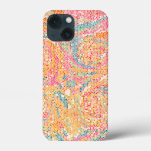 STAINED GLASS LOOK /PASTEL PEACH PINK BLUE COLORS  iPhone 13 MINI CASE