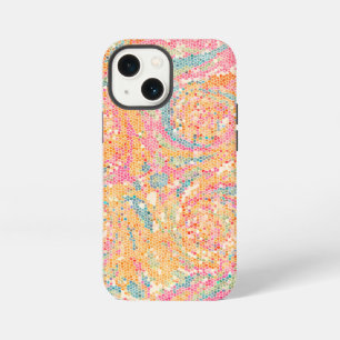 STAINED GLASS LOOK /PASTEL PEACH PINK BLUE COLORS  iPhone 13 MINI CASE