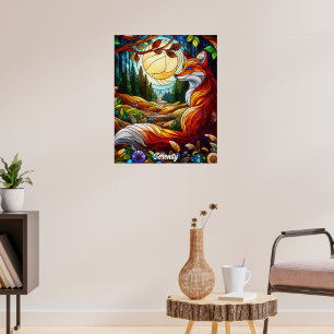 Stained Glass Look Red Fox Poster
