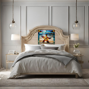 Stained Glass Look Starfish Peel and Stick Wallpap Wallpaper