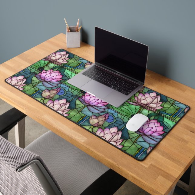 Stained Glass Lotus Desk Mat (Office 2)