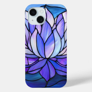 Stained Glass Lotus Flower Art for Women iPhone 15 Case