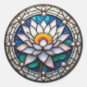 Stained Glass Lotus For Flower Lovers Classic Round Sticker