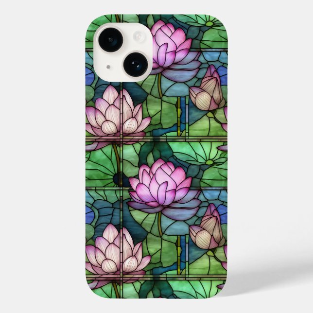 Stained Glass Lotus iPhone 14 Case (Back)