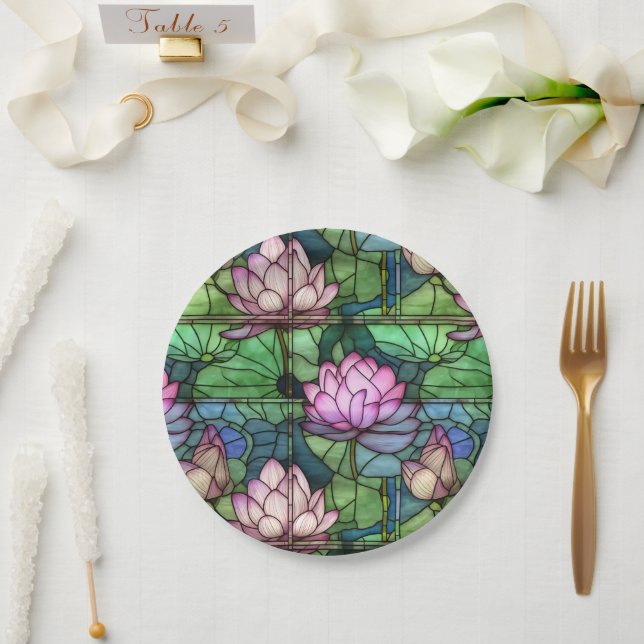 Stained Glass Lotus Paper Plates (Wedding)