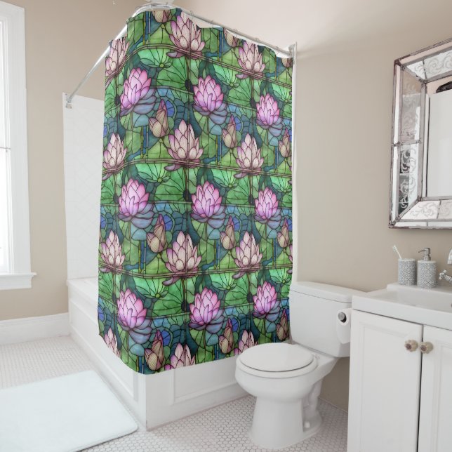 Stained Glass Lotus Shower Curtain (In Situ)