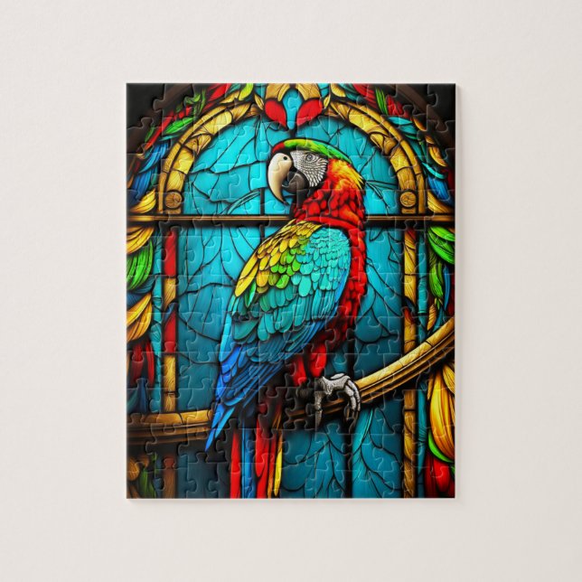Stained Glass Macaw Jigsaw Puzzle (Vertical)