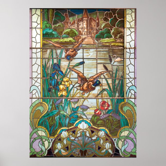 Stained glass mallard ducks poster (Front)