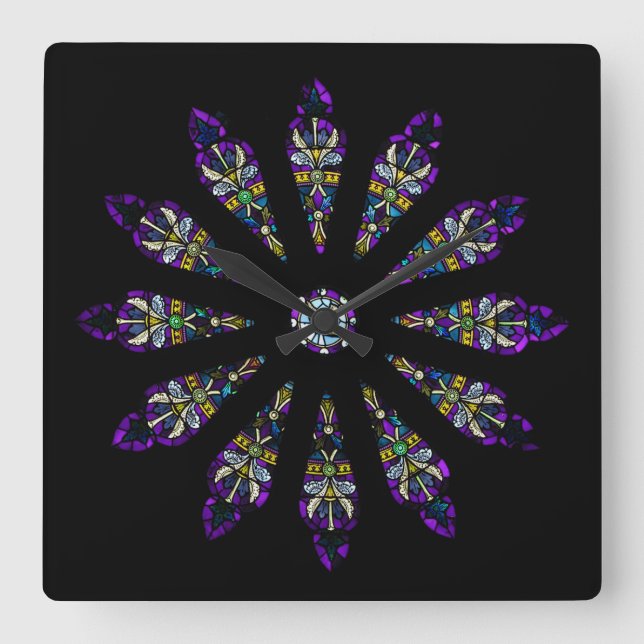 Stained Glass Mandala Wall Clock (Front)