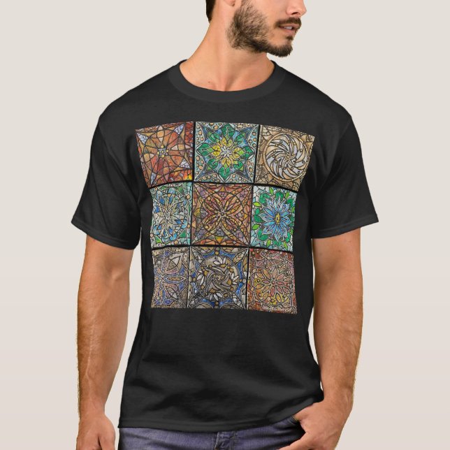 Stained Glass Mandalas Men's Basic Dark T-Shirt (Front)